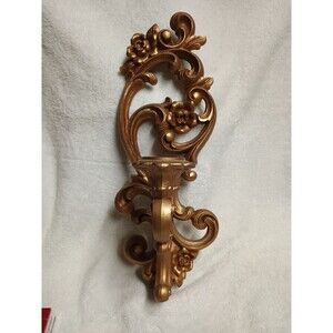 Homco Vintage Gold Wall Sconce Plastic Hollywood Regency Kitsch MCM #4118